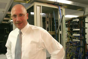 Dave Swartz, CIO, in a server room